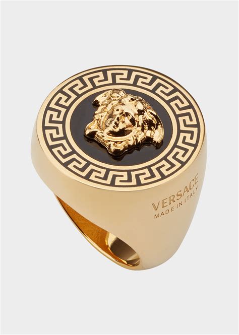 versace greek line enamel|gold label versace ring.